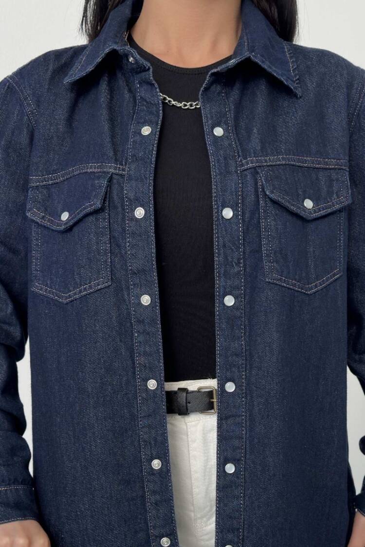 Denim Shirt With Snap