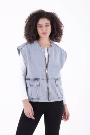 Oversize Denim Vest With Zipper - XLove - Globality Store - Women Clothes Wholesale Turkey