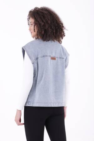 Oversize Denim Vest With Zipper - XLove - Globality Store - Women Clothes Wholesale Turkey