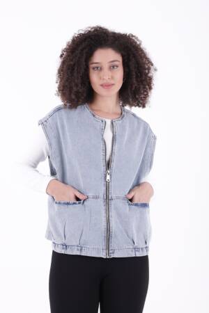 Oversize Denim Vest With Zipper - XLove - Globality Store - Women Clothes Wholesale Turkey