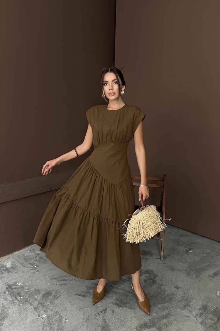WholesaleRuffle Detailed Linen Dress