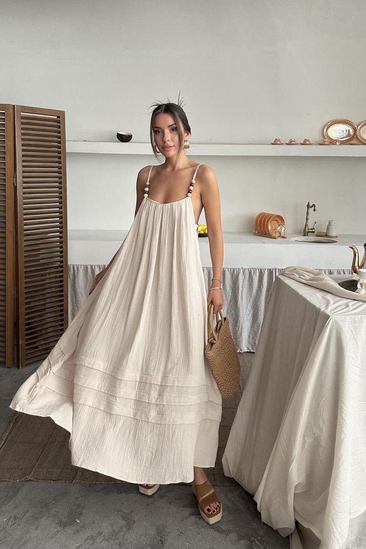 WholesaleStrappy Mueslin Dress - Elisa - Globality Store - Women Clothes Wholesale Turkey