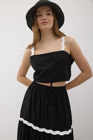 Hanger Waterstone Pattern Crop Blouse - Levure - Globality Store - Women Clothes Wholesale Turkey