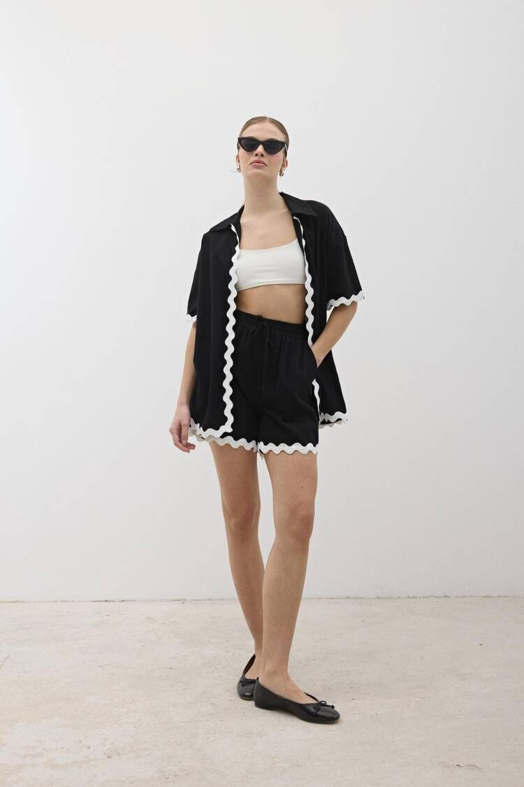 Waterstone Lace Detailed Short Shorts Black - Levure - Globality Store - Women Clothes Wholesale Turkey
