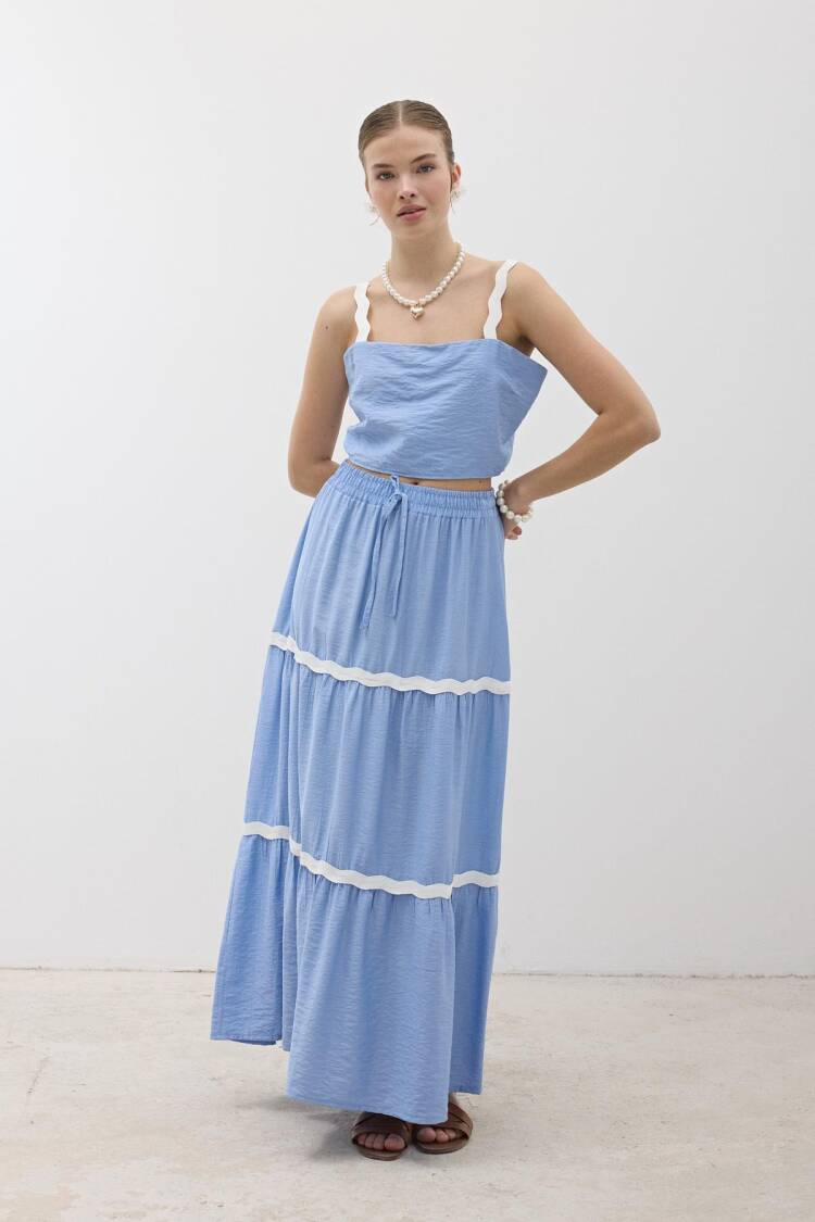 Hanger Waterstone Pattern Crop Blouse - Levure - Globality Store - Women Clothes Wholesale Turkey