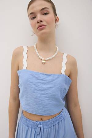 Hanger Waterstone Pattern Crop Blouse - Levure - Globality Store - Women Clothes Wholesale Turkey