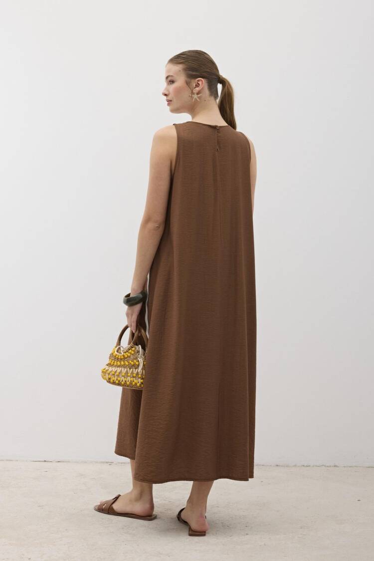 Water Stone Detailed Dress Brown