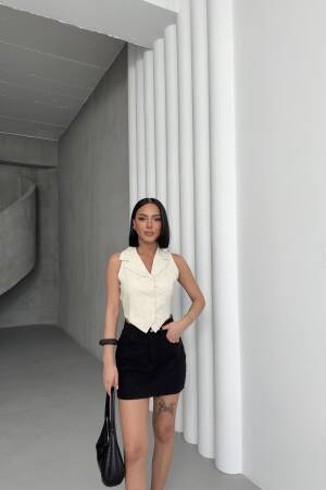 Linen Vest - My Fashion - Globality Store - Women Clothes Wholesale Turkey