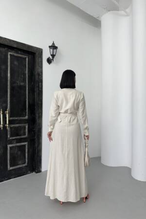 Linen Dress With Belt - My Fashion - Globality Store - Women Clothes Wholesale Turkey