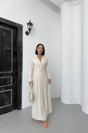 Linen Dress With Belt - My Fashion - Globality Store - Women Clothes Wholesale Turkey