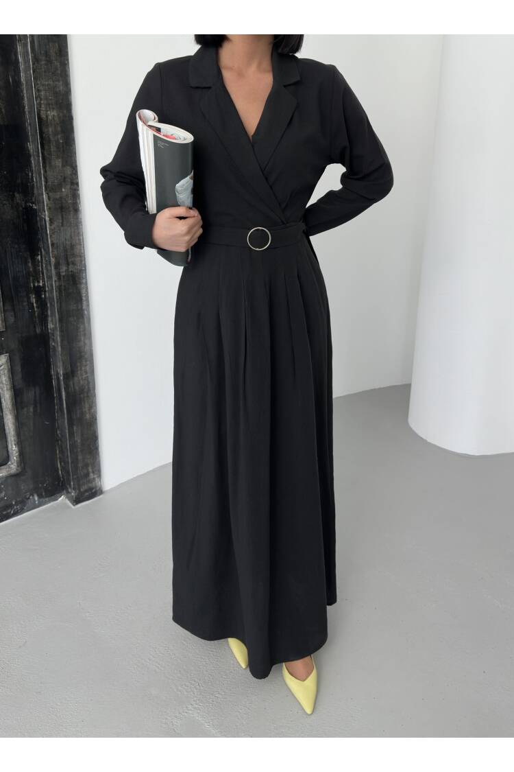 Linen Dress With Belt - My Fashion - Globality Store - Women Clothes Wholesale Turkey