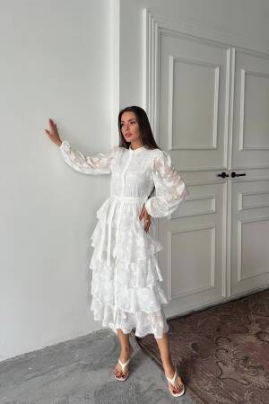 WholesaleWalloon Striped Floor Coat Dress - Elisa - Globality Store - Women Clothes Wholesale Turkey