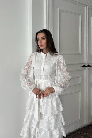 WholesaleWalloon Striped Floor Coat Dress - Elisa - Globality Store - Women Clothes Wholesale Turkey