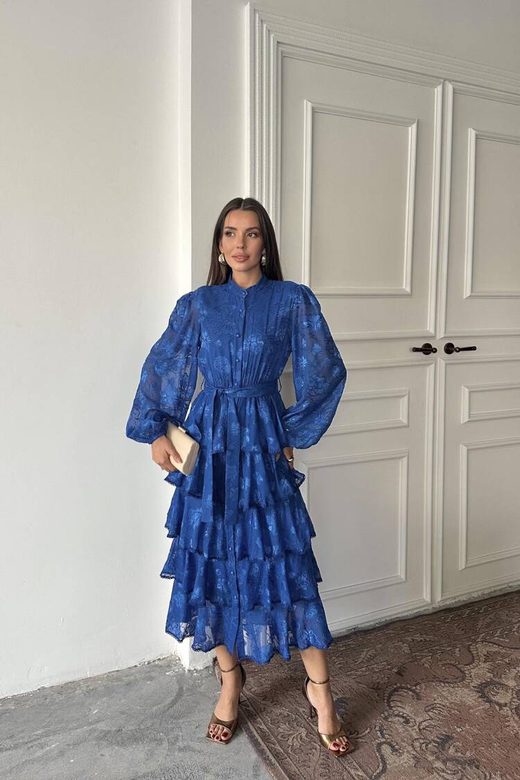 Wholesale Saks Walloon Striped Floor Coat Dress - Brand: Elisa - Women's Clothing Wholesale - Globality Store