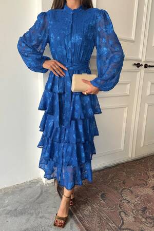 Wholesale Saks Walloon Striped Floor Coat Dress - Brand: Elisa - Women's Clothing Wholesale - Globality Store