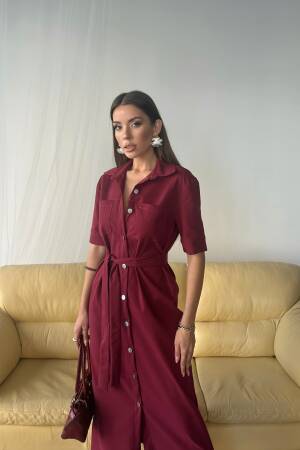 Tencel Front Buttoned Short Sleeve Dress - Brand: Ello - Women's Clothing Wholesale - Globality Store