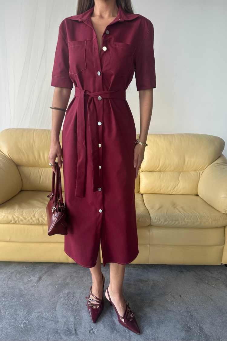 Tencel Front Buttoned Short Sleeve Dress