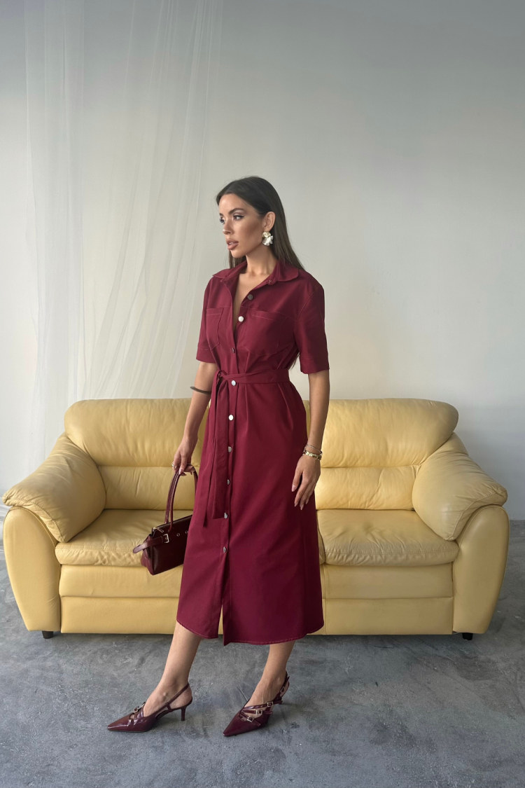 Tencel Front Buttoned Short Sleeve Dress