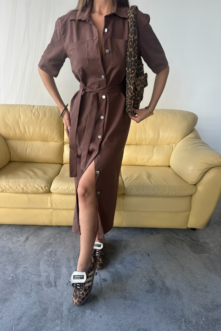 Tencel Front Buttoned Short Sleeve Dress