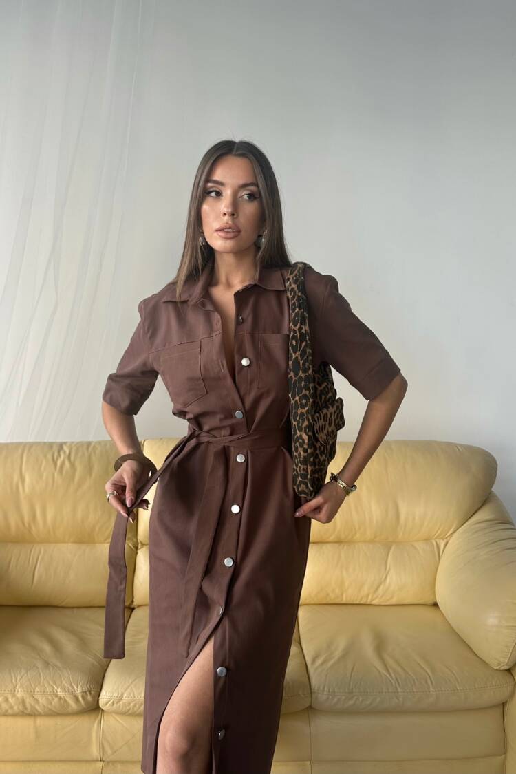Tencel Front Buttoned Short Sleeve Dress