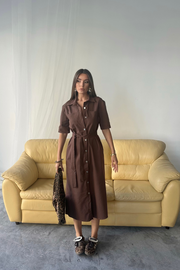 Tencel Front Buttoned Short Sleeve Dress