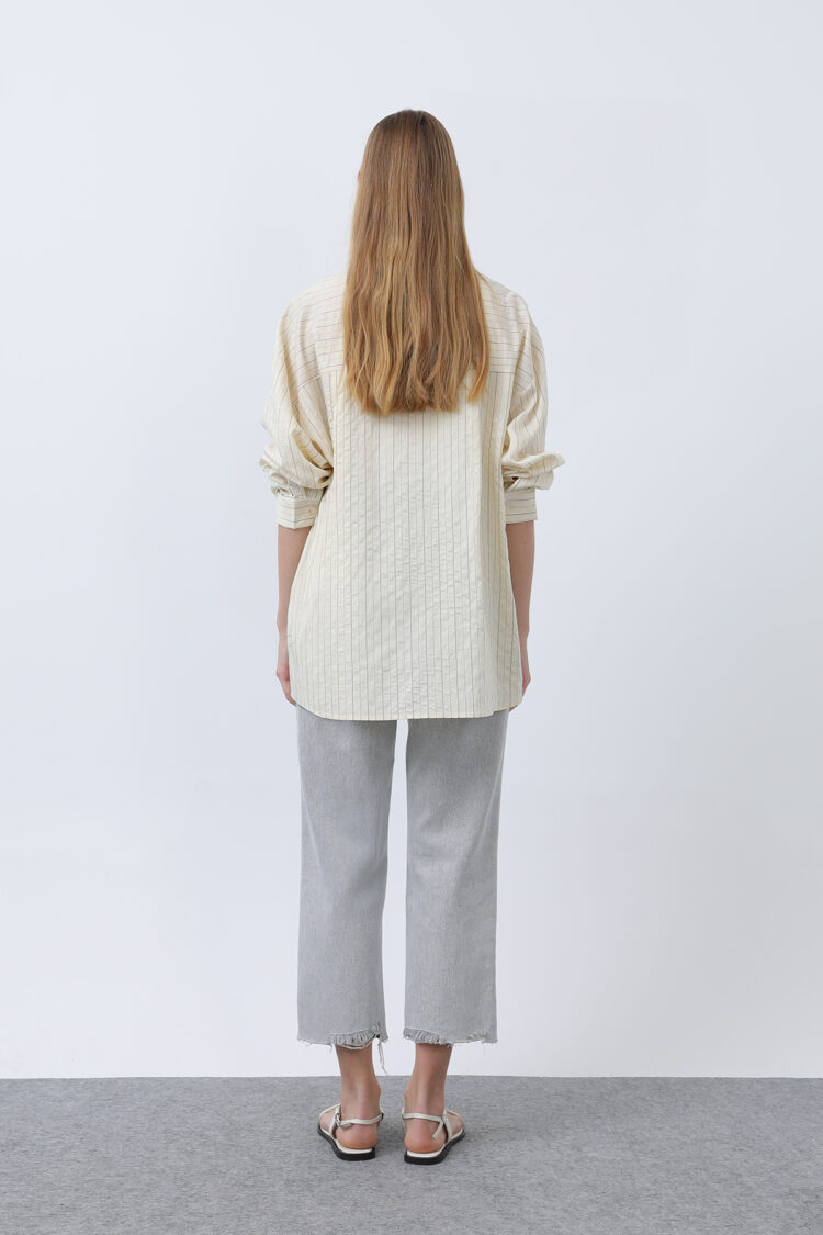 Women's Striped Pocket Embroidered Shirt