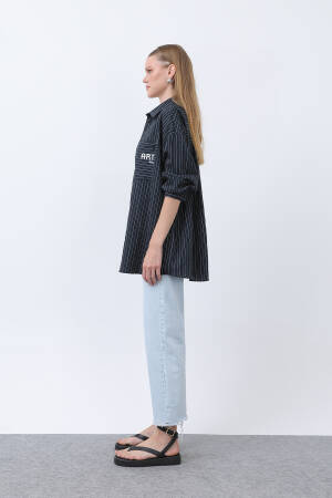 Women's Striped Pocket Embroidered Shirt - SOUL - Globality Store - Women Clothes Wholesale Turkey