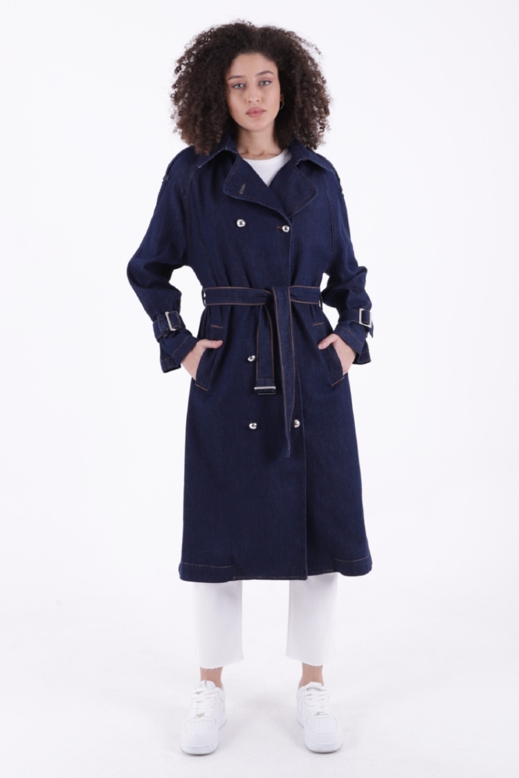 Double Breasted Collar Belted Oversize Long Trench Coat - Brand: XLove - Women's Clothing Wholesale - Globality Store