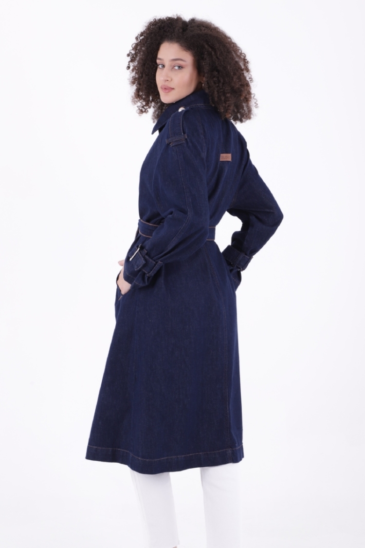 Double Breasted Collar Belted Oversize Long Trench Coat