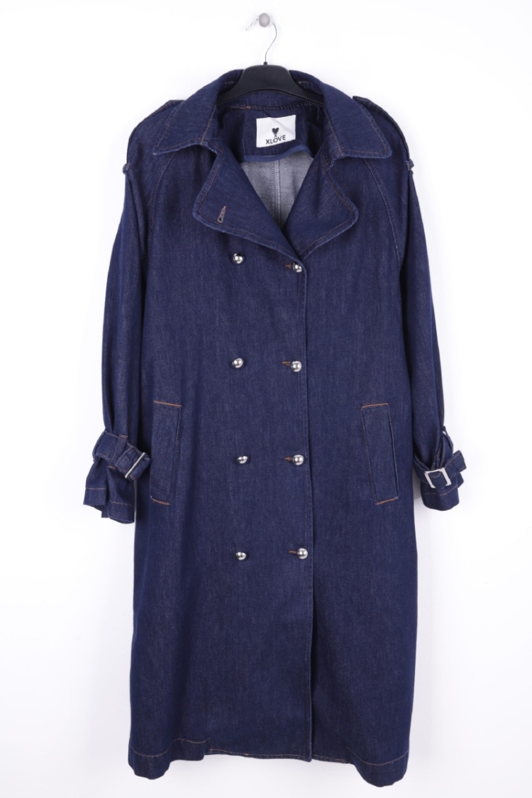 Double Breasted Collar Belted Oversize Long Trench Coat