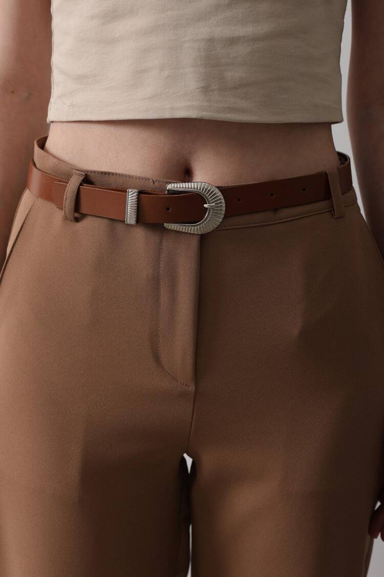 Carrot Pants With Belt - Taba