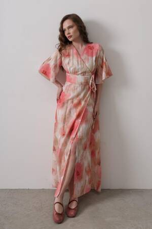 Side Tie Patterned Dress - Reyon - Globality Store - Women Clothes Wholesale Turkey