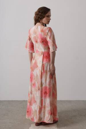 Side Tie Patterned Dress - Reyon - Globality Store - Women Clothes Wholesale Turkey