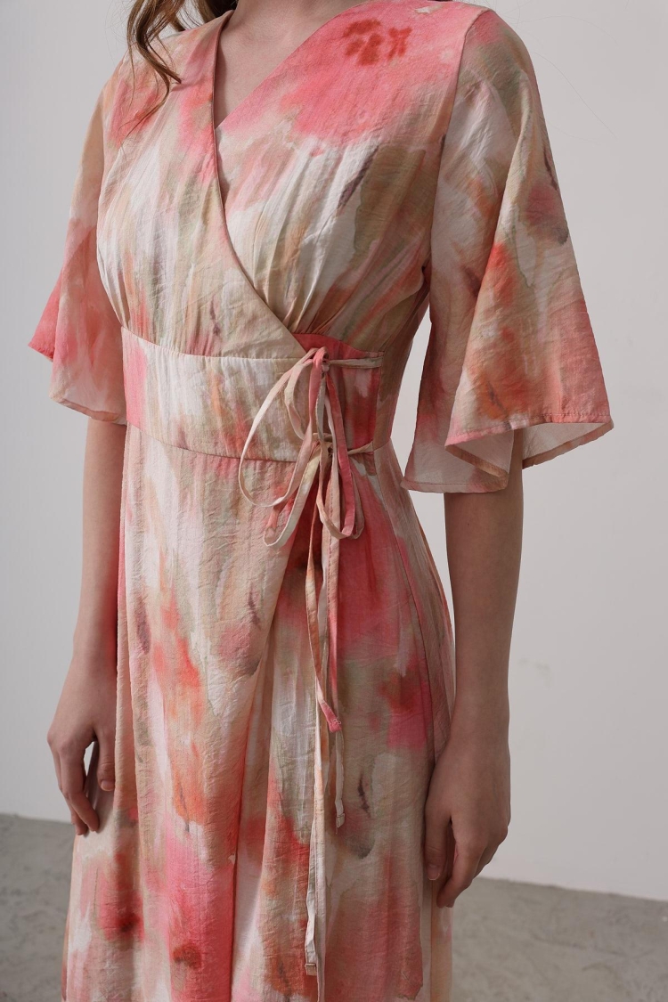 Side Tie Patterned Dress