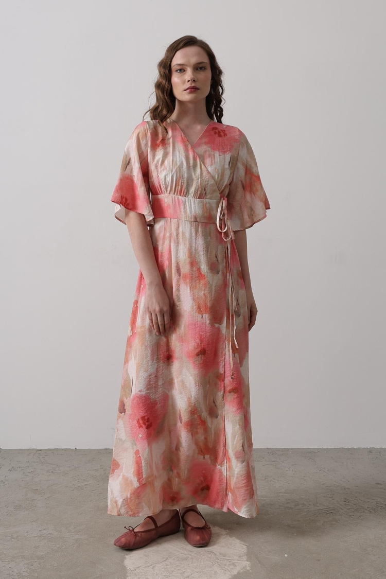 Side Tie Patterned Dress