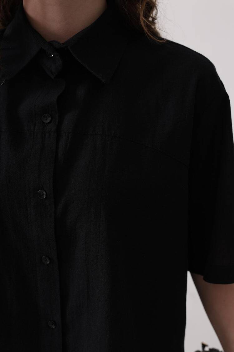 Half Balloon Sleeve Striped Shirt
