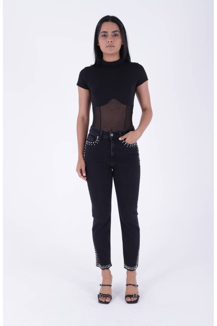 Mom Fit Jeans With Stones - Brand: XLove - Women's Clothing Wholesale - Globality Store