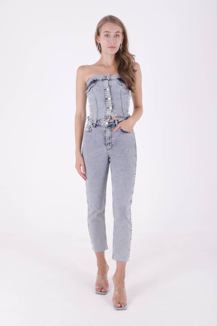 Mom Fit Jeans With Side Drops - Brand: XLove - Women's Clothing Wholesale - Globality Store
