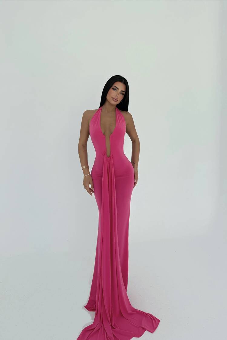 Back Detail Long Dress - Brand: EYYO ATELIER - Women's Clothing Wholesale - Globality Store