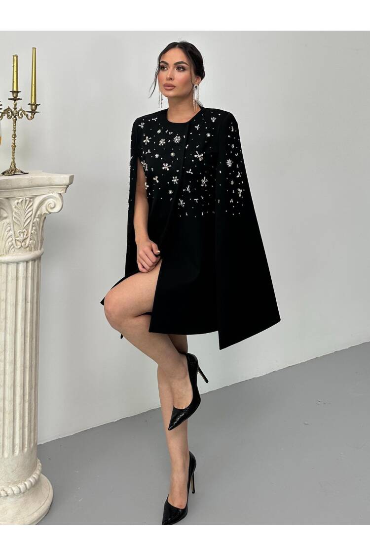 Stone Embroidered Sleeveless Jacket Dress - Brand: Juste - Women's Clothing Wholesale - Globality Store