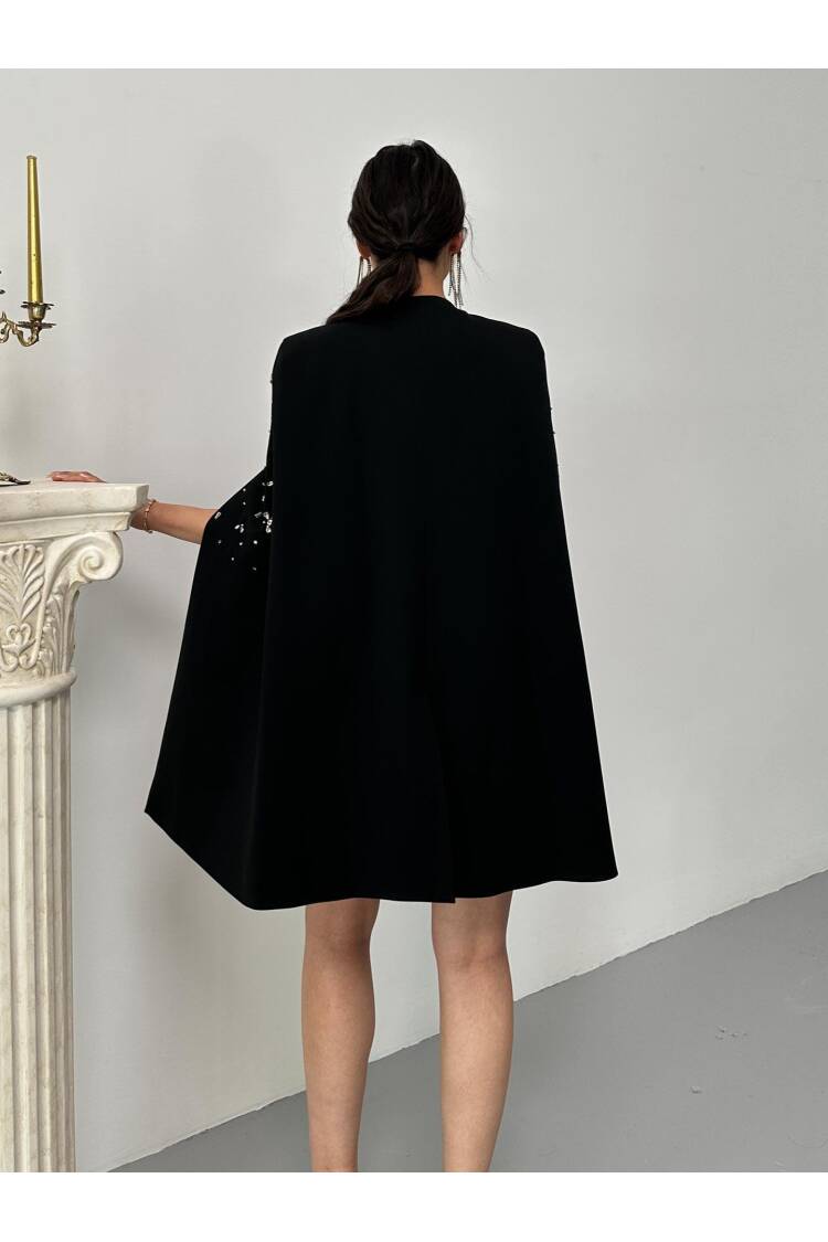Stone Embroidered Sleeveless Jacket Dress