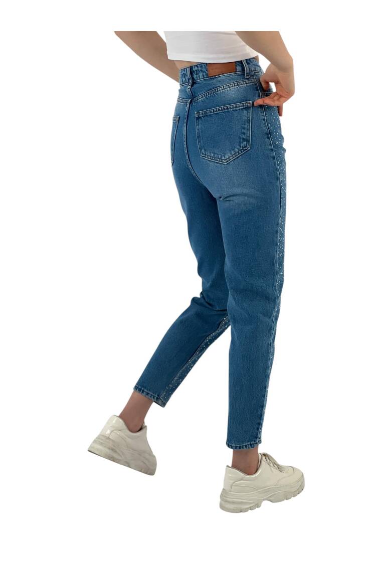 Mom Denim Medium Blue Three Size Stone Make.