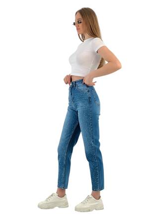 Mom Denim Medium Blue Three Size Stone Make. - Brand: MISS POEM - Women's Clothing Wholesale - Globality Store