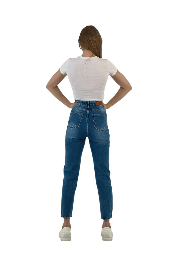 Mom Denim Medium Blue Three Size Stone Make.