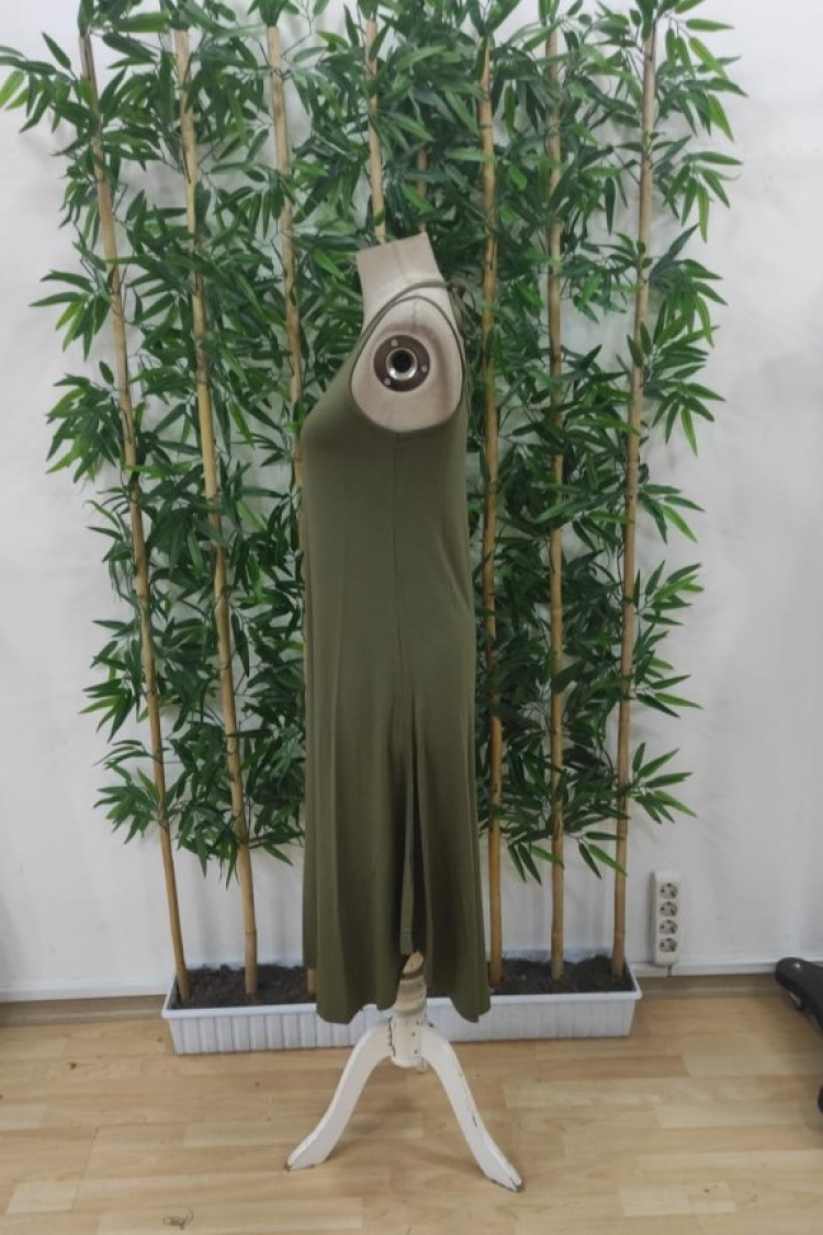 Women's Strappy V-Neck Long Viscose Dress - Green