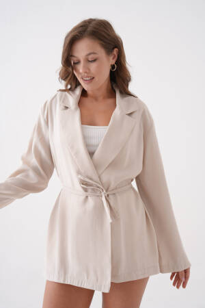 Stone Lace Detailed Unlined Modal Jacket 29081 - First Angels - Globality Store - Women Clothes Wholesale Turkey