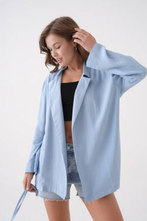 Blue Lace Detailed Unlined Modal Jacket 29081 - First Angels - Globality Store - Women Clothes Wholesale Turkey