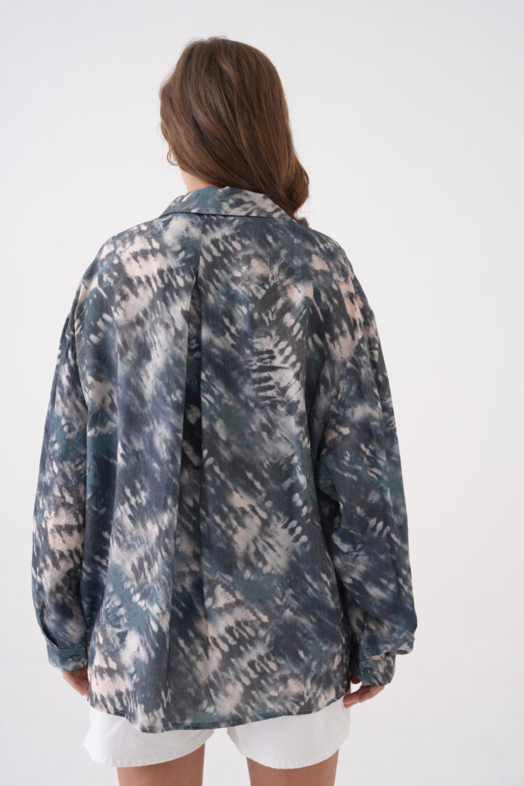 Oil Tie Dye Pattern Modal Fabric Oversize Shirt 29188