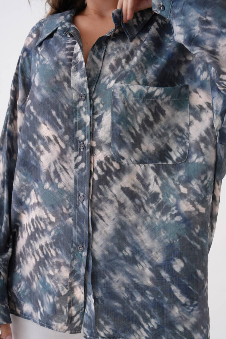 Oil Tie Dye Pattern Modal Fabric Oversize Shirt 29188