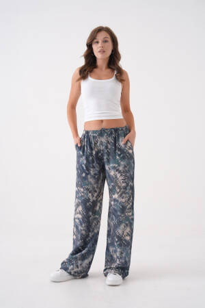 Oil Tie Dye Pattern Wide Cut Modal Pants 29187 - First Angels - Globality Store - Women Clothes Wholesale Turkey